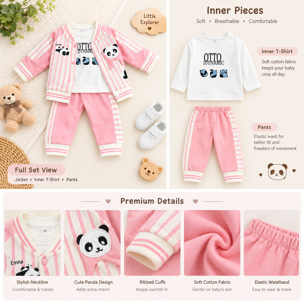 3Pcs Premium Unisex Fancy Suiting Outfit for Babies – 0 to 12 Months