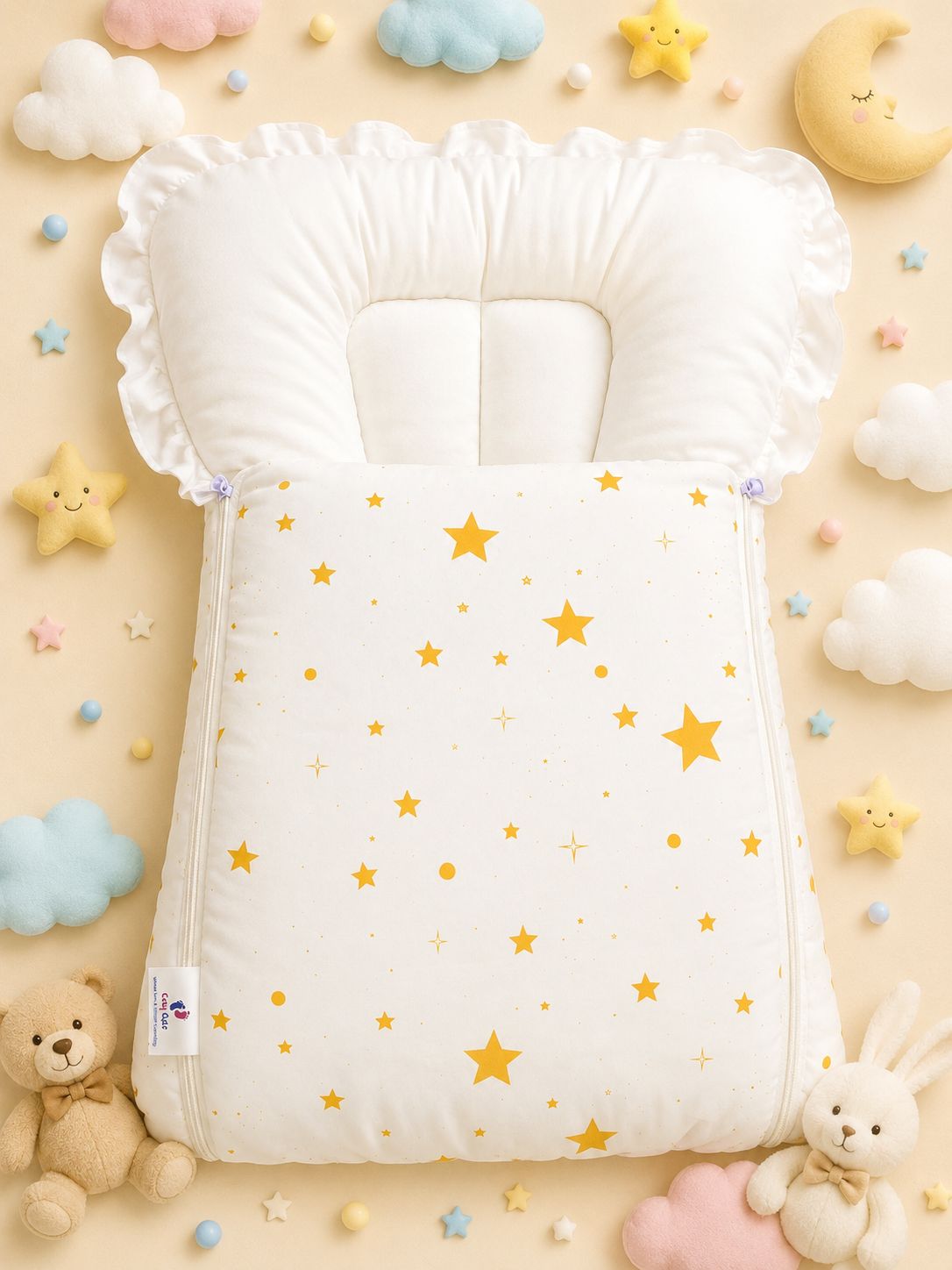 Baby Carry Nest – Unisex Star Design | Soft & Cozy Newborn Sleeping Bed