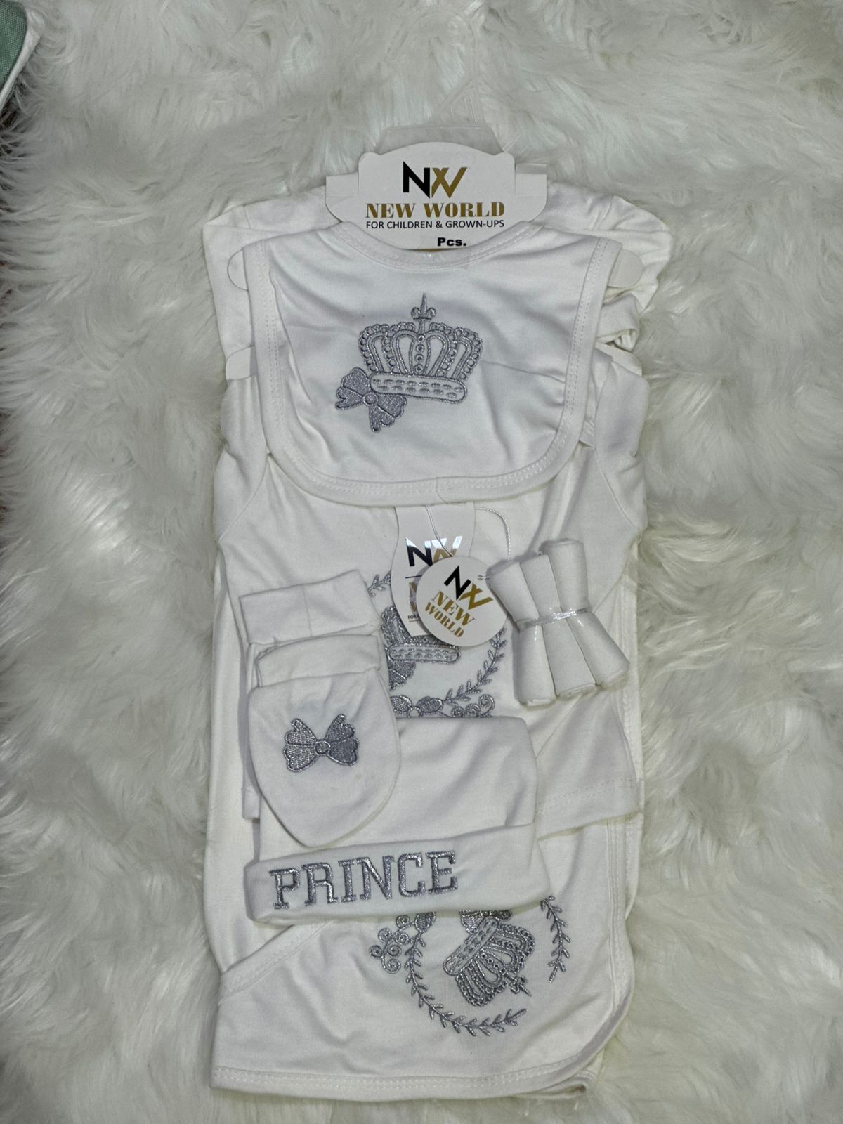 11 Pcs Newborn Starter Set – Premium White Prince Design