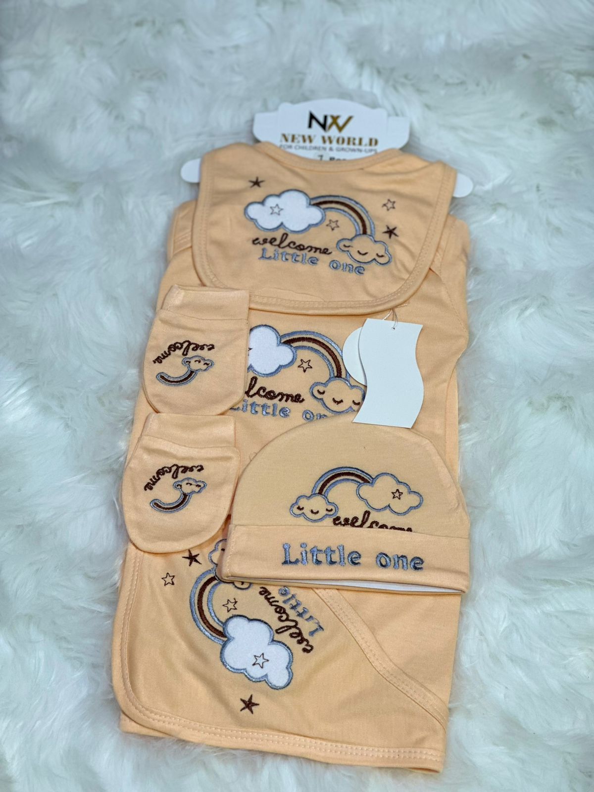 11 Pcs Newborn Baby Starter Set – Warm Beige | Welcome Designs & Complete Baby Essentials