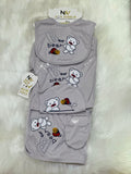 11 Pcs Newborn Baby Starter Set – Mist Grey | 2 Character Design Suits & Baby Essentials