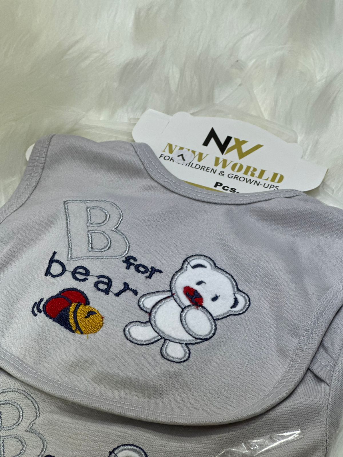 11 Pcs Newborn Baby Starter Set – Mist Grey | 2 Character Design Suits & Baby Essentials