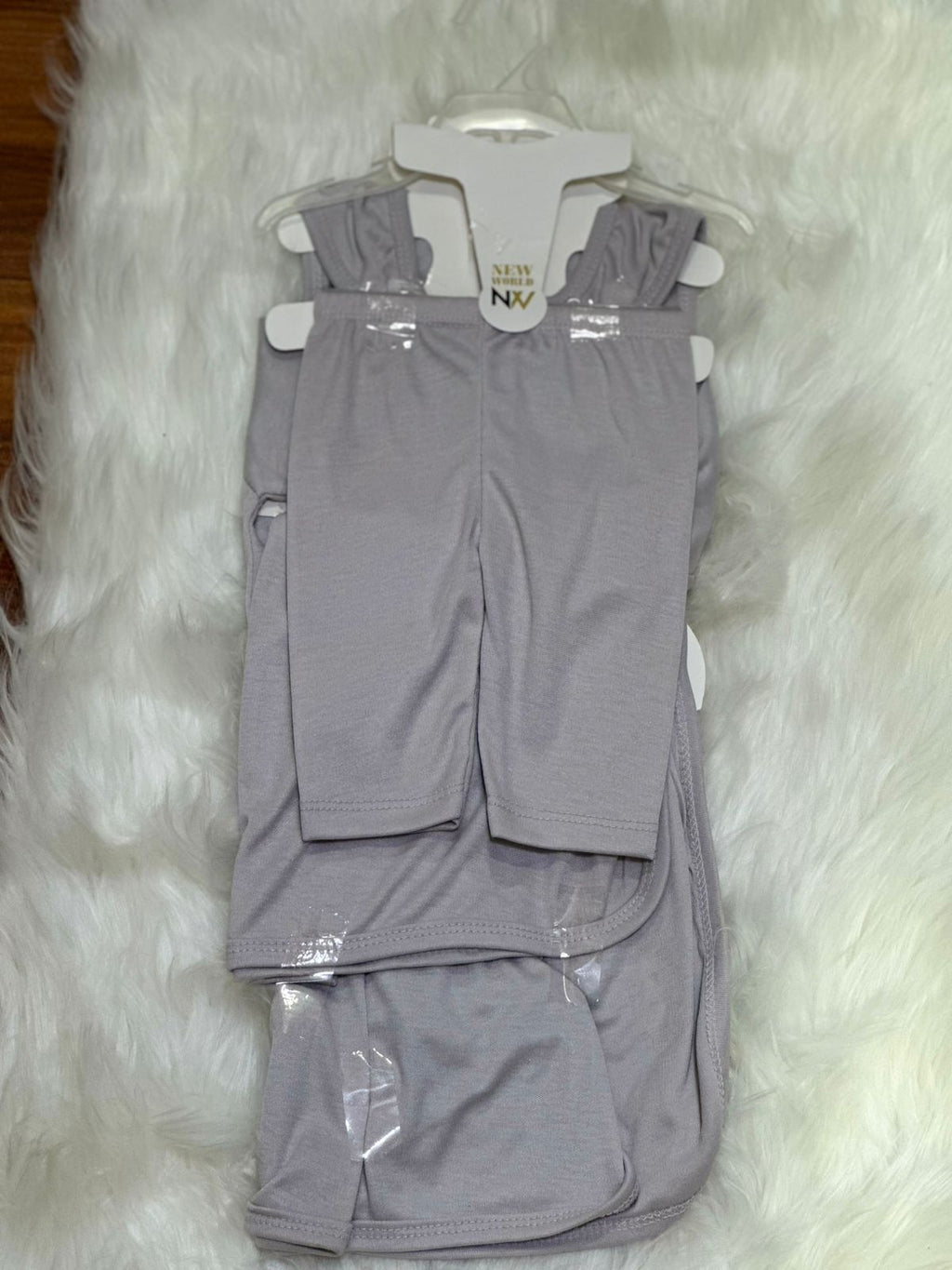 11 Pcs Newborn Baby Starter Set – Mist Grey | 2 Character Design Suits & Baby Essentials
