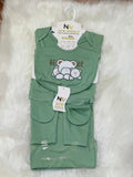 7 Pcs Newborn Baby Starter Set – Sage Green | Essential Newborn Gift Set