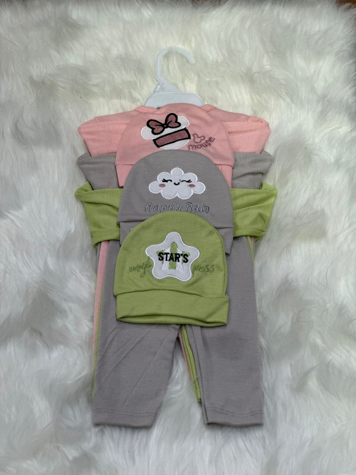Elegant Newborn 3-Piece Baby Outfit – High Collection | 0–3 Months