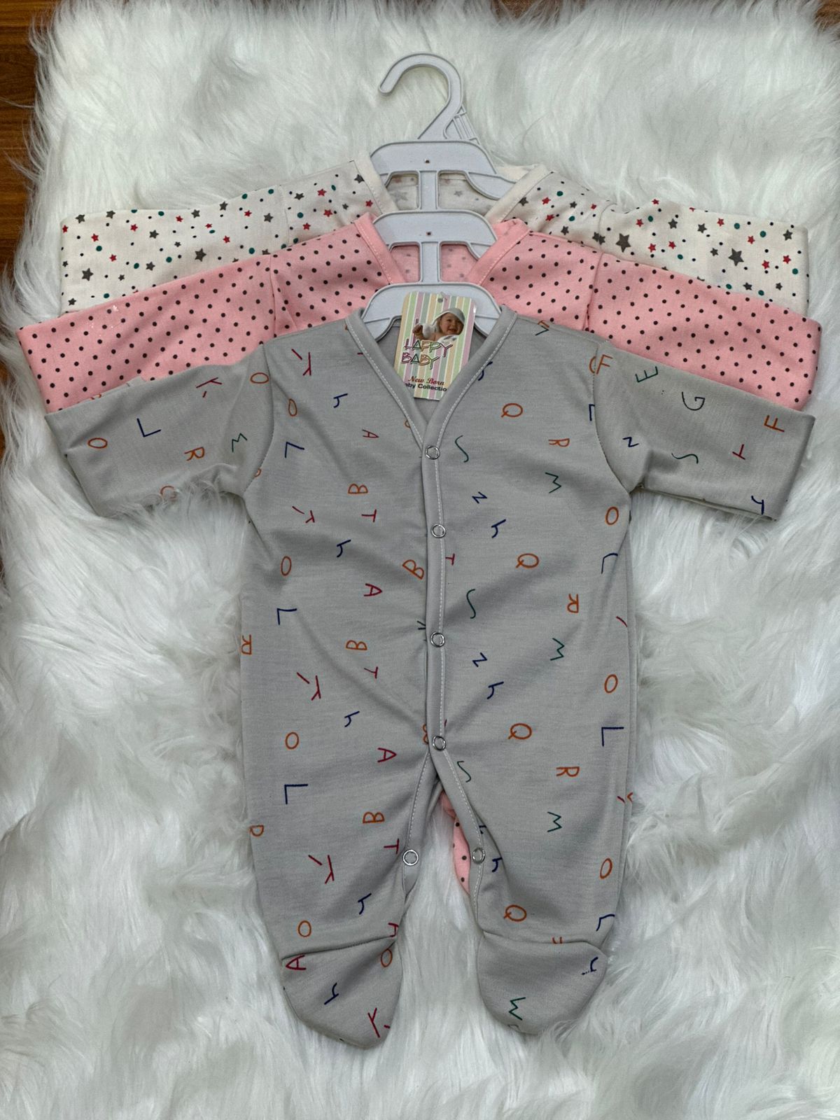 Premium Unisex Baby Rompers with Hanger – Soft & Comfortable | 0–3 Months