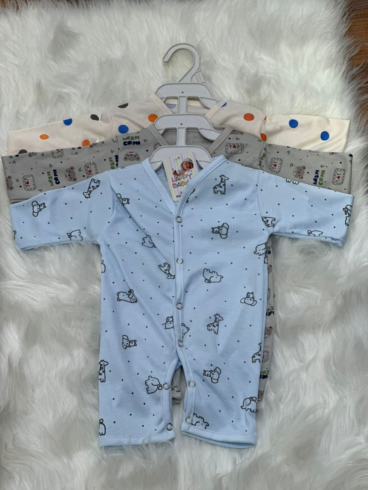 Premium Unisex Baby Rompers with Hanger – Soft & Comfortable | 0–3 Months