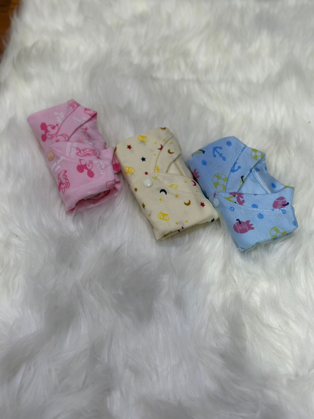 3 Pcs Newborn Romper Set –  Printed Designs | 0–2 Months