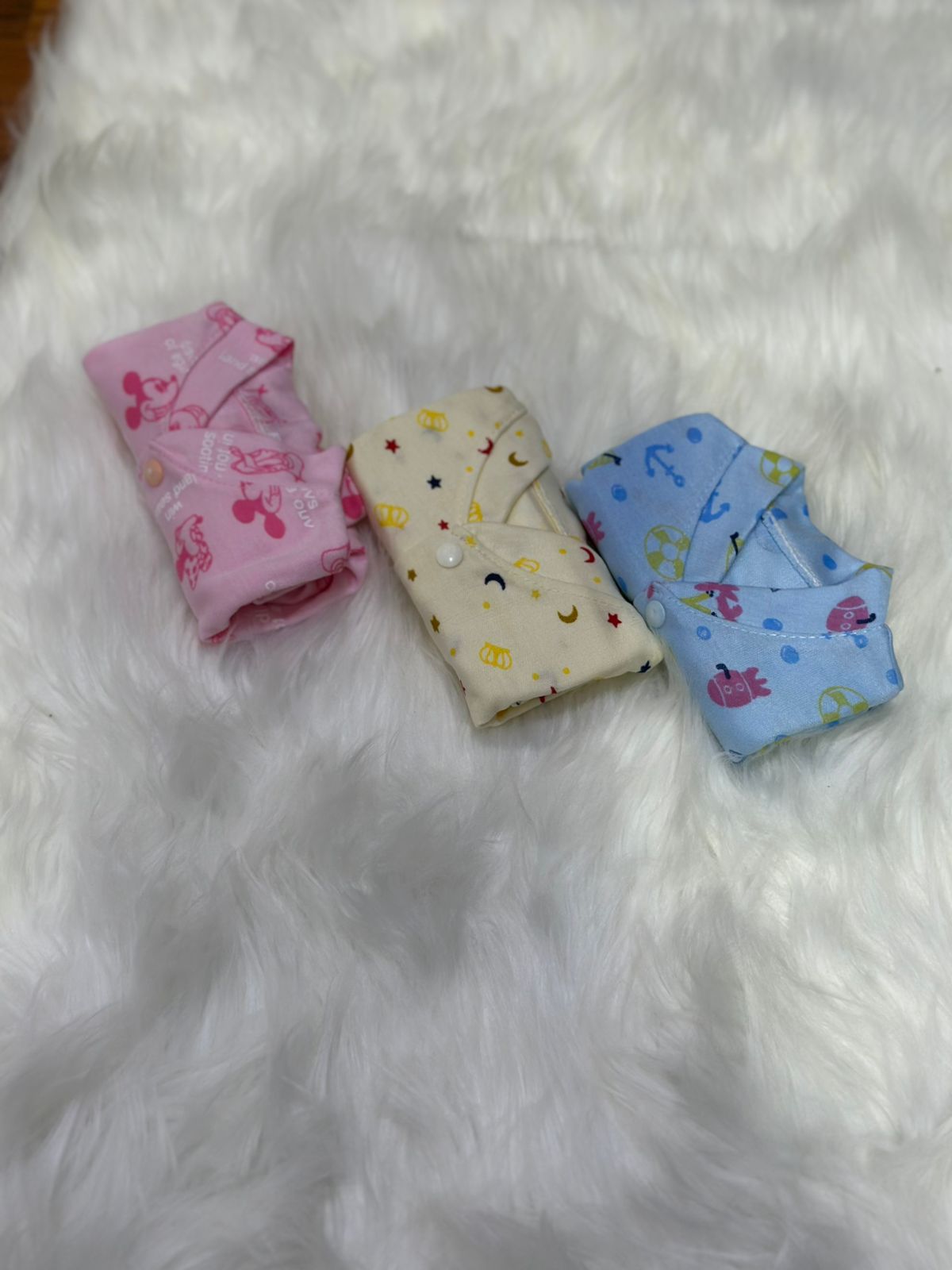 3 Pcs Newborn Romper Set –  Printed Designs | 0–2 Months