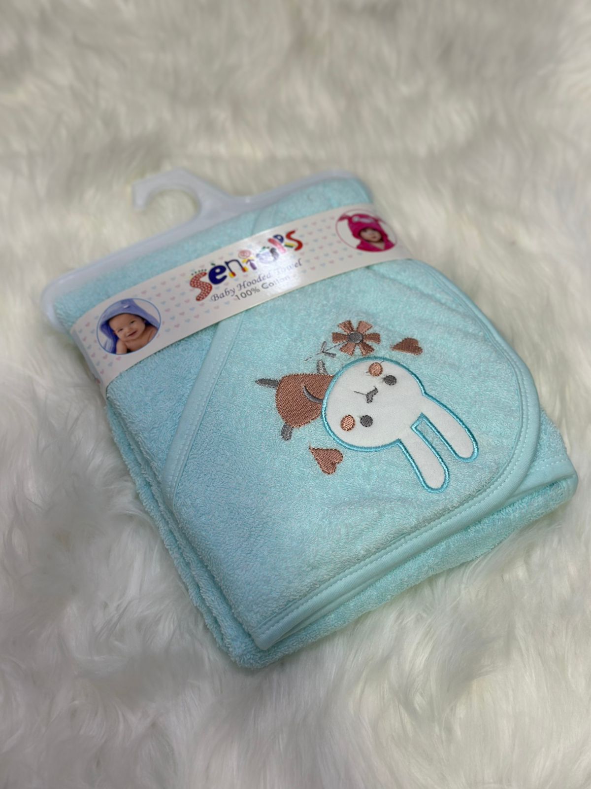 Baby Bath Towel – Full Size, Soft & Highly Absorbent - LIGHT BLUE