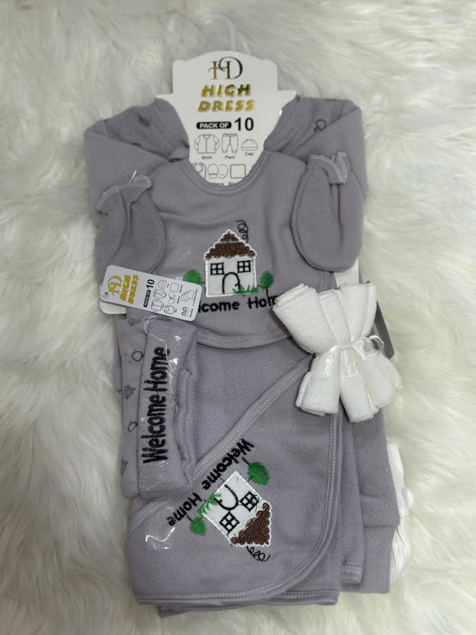High Quality Newborn 10 Pcs Starter Set - Winter Stuff - Gray