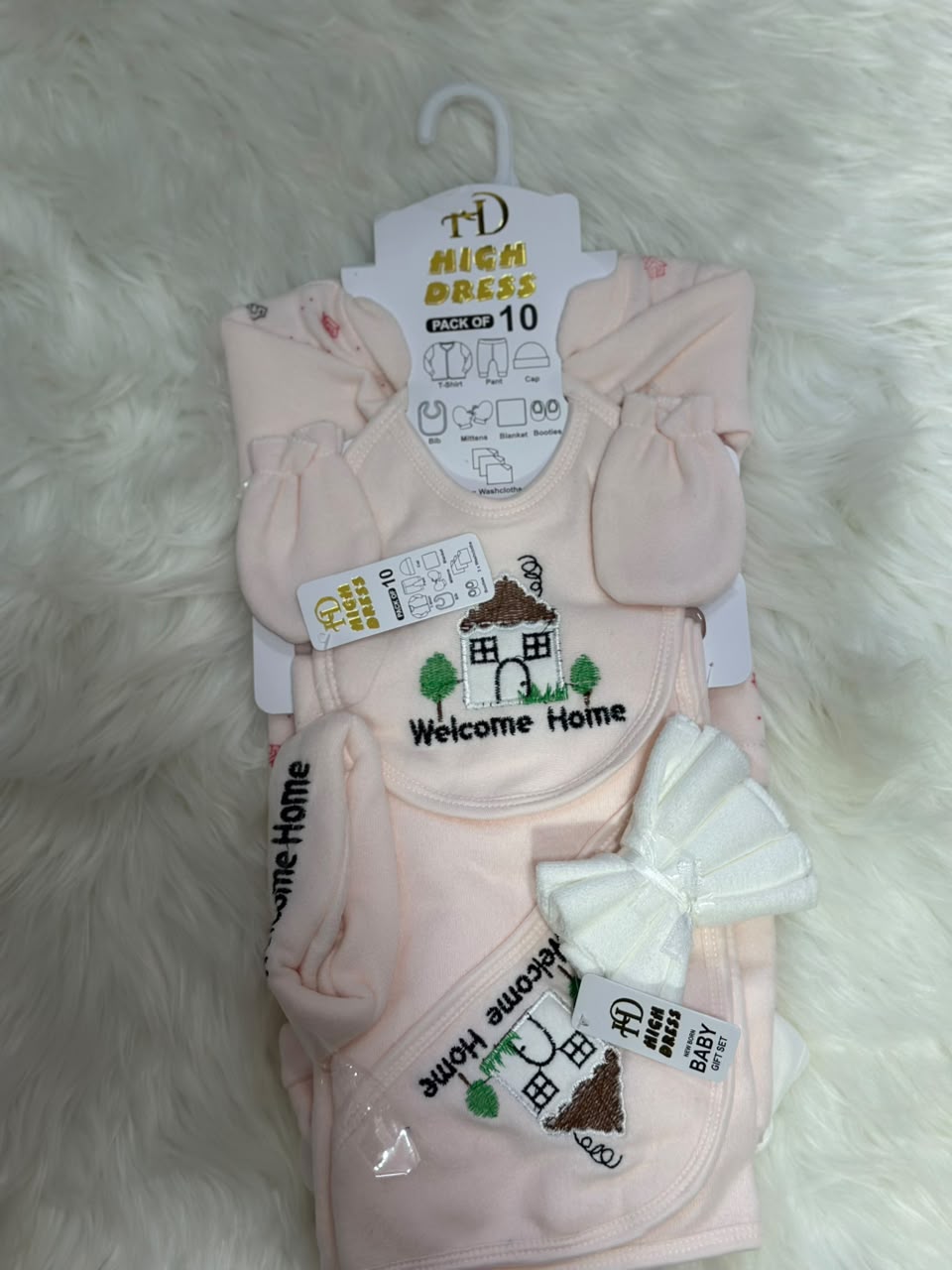 High Quality Newborn 10 Pcs Starter Set - Winter Stuff - Pink