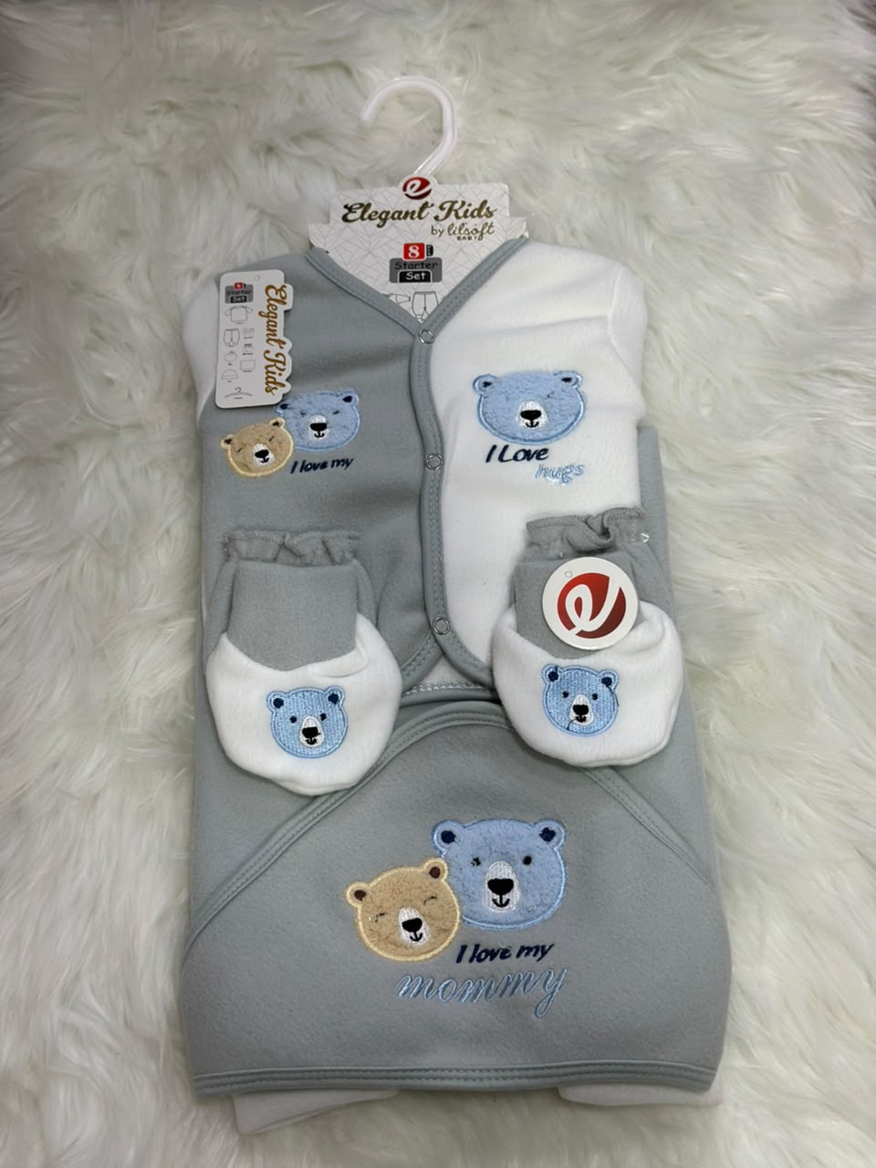 Premium Quality Newborn 10 Pcs Starter Set - Winter Stuff - Gray