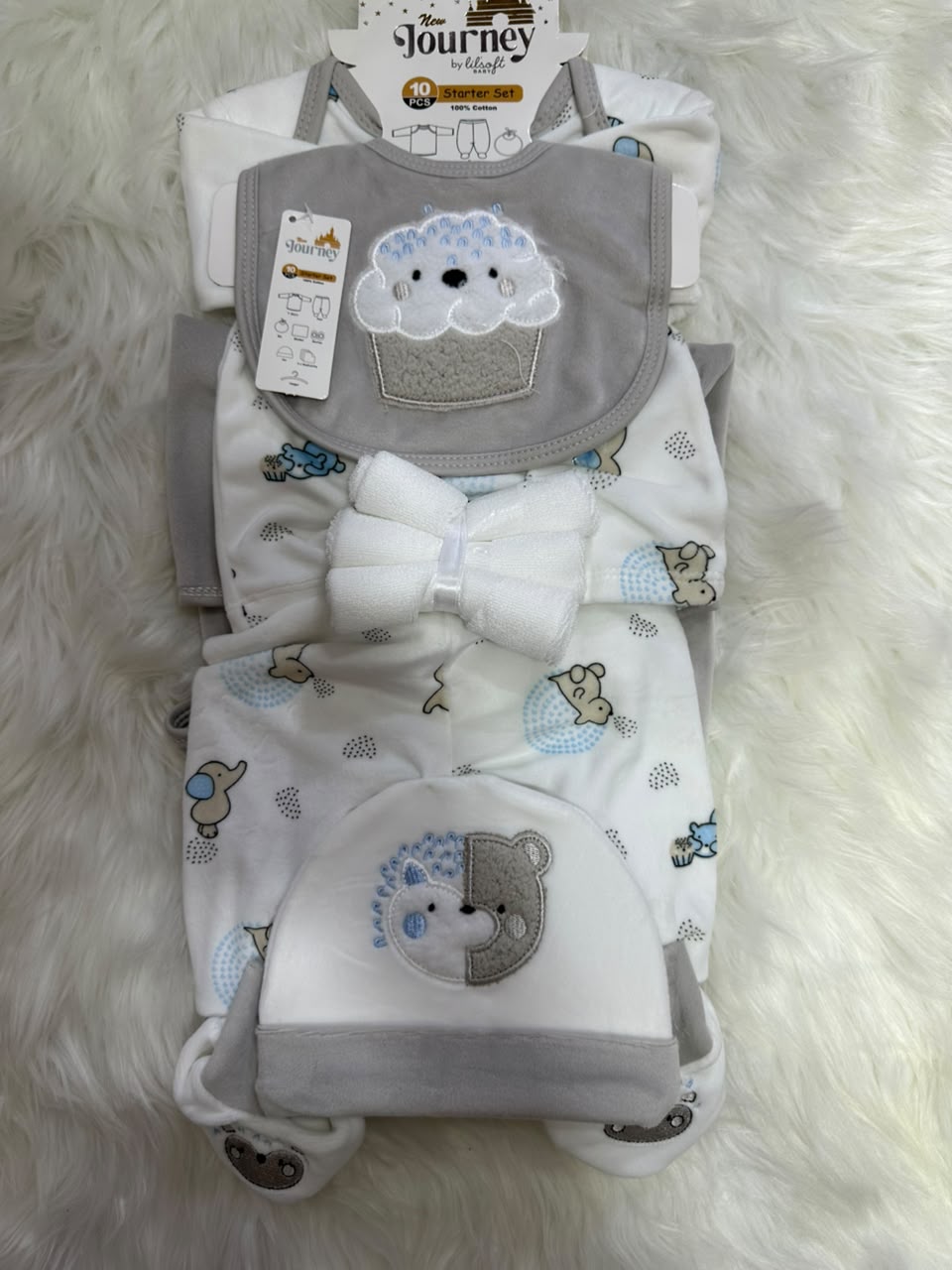 Premium Quality Newborn 10 Pcs Starter Set - Velvet Stuff - Gray