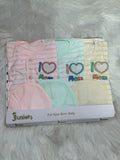Pack of 3 Newborn Suit - Soft Cotton Fabric - 0-3 Months - Unisex