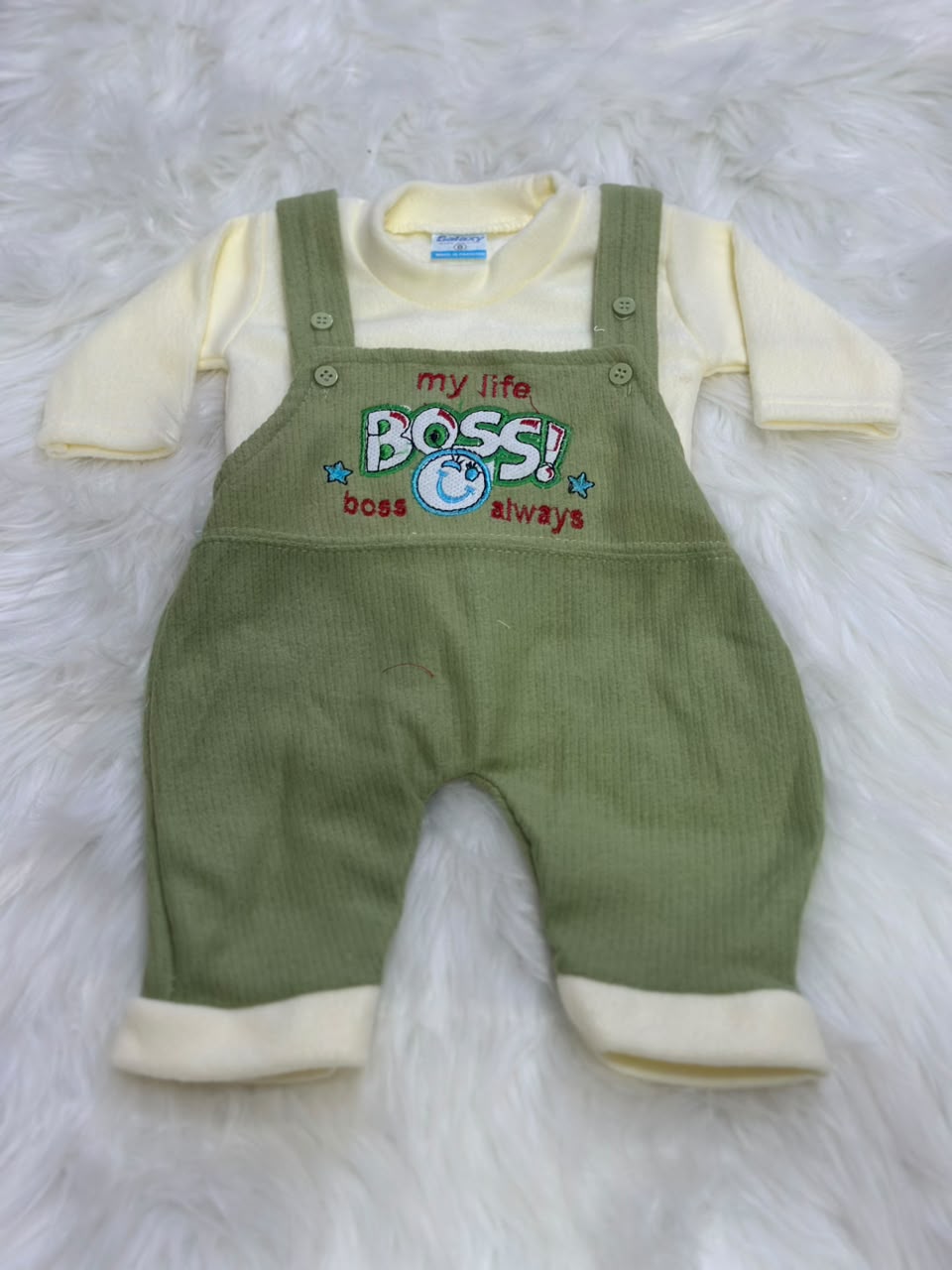 Newborn Single Romper - Soft Winter Stuff - Green - 0-3 Months