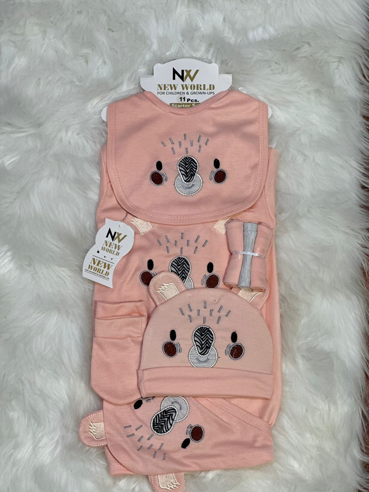 11 Pcs Unisex Newborn Baby Starter Set – Character Design | Complete Baby Essentials