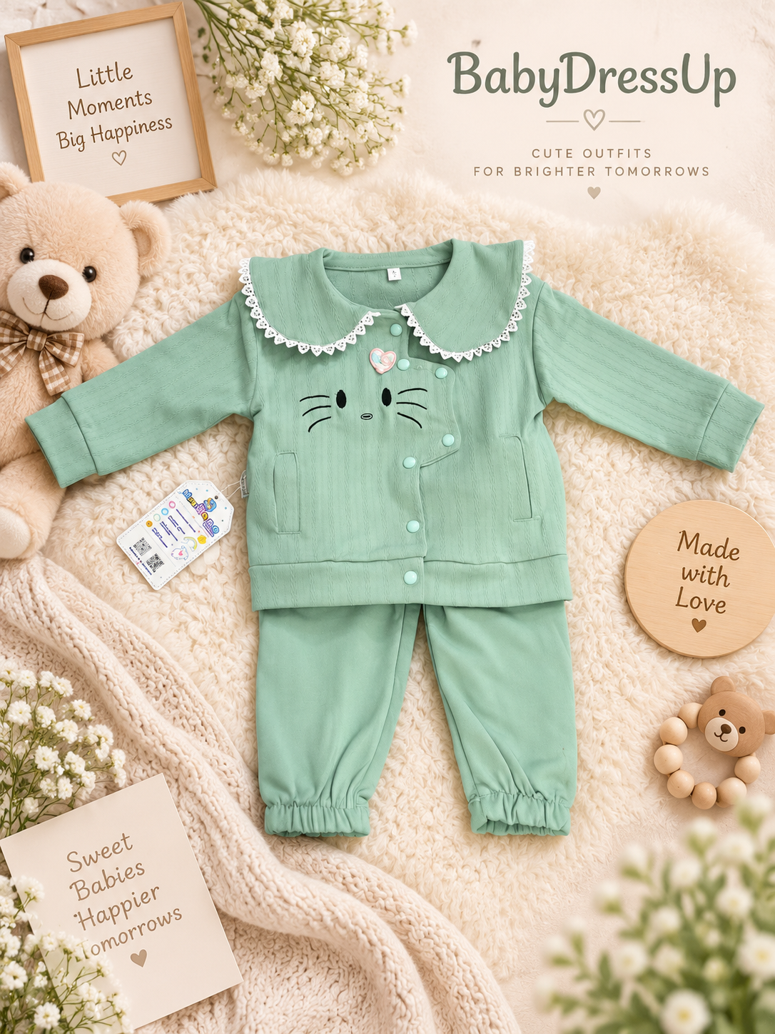 Premium Newborn Fancy Suiting Outfit for Baby Girl – 0 to 12 Months