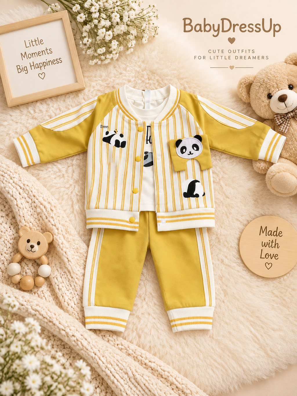 3Pcs Premium Unisex Fancy Suiting Outfit for Babies – 0 to 12 Months