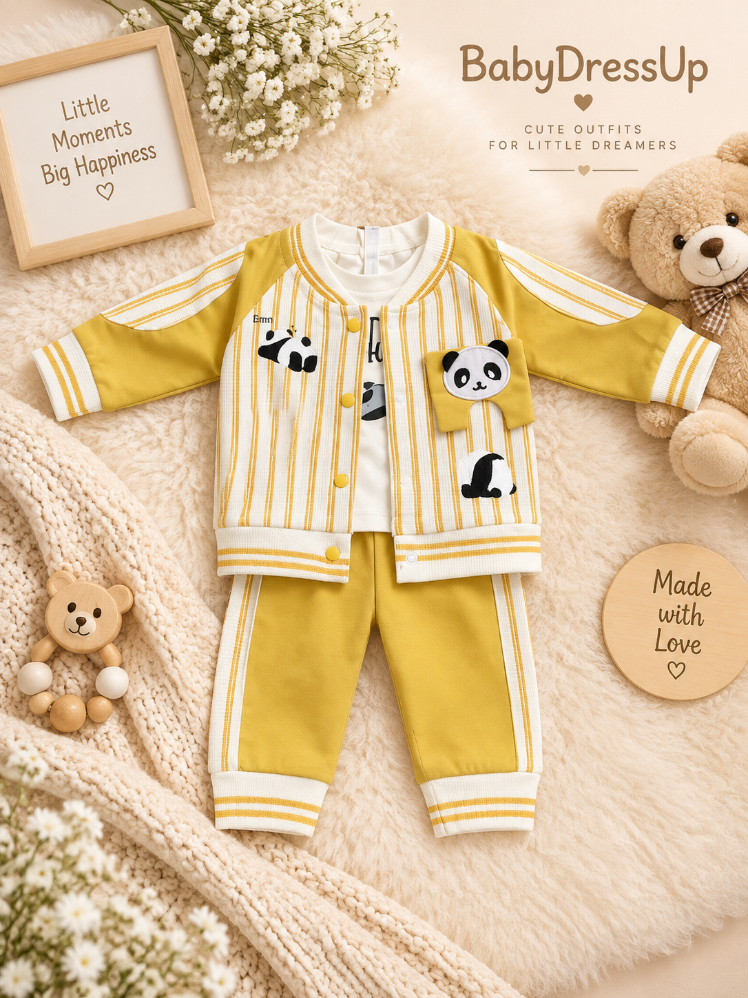 3Pcs Premium Unisex Fancy Suiting Outfit for Babies – 0 to 12 Months