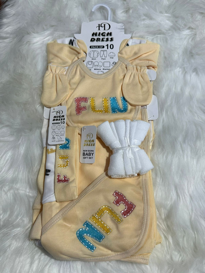 10 Pcs Newborn Baby Starter Set – Warm Greige | Complete Newborn Essentials
